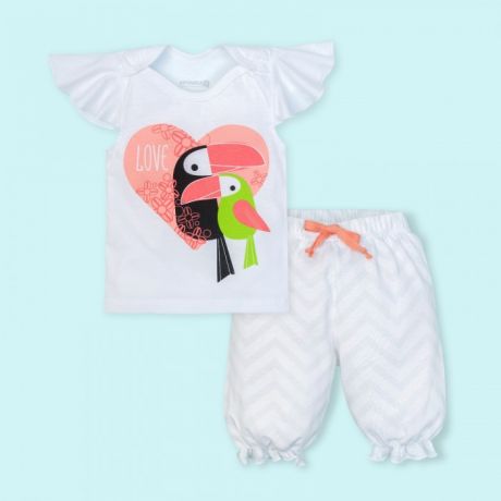 Комплекты детской одежды Крошка Я Костюм для девочки (футболка, укороченные брюки) Тропики