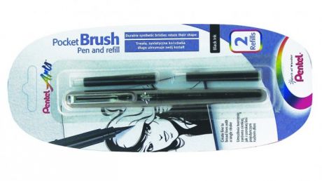 Канцелярия Pentel Ручка-кисть Brush Pen для каллиграфии и 2 запасных картриджа
