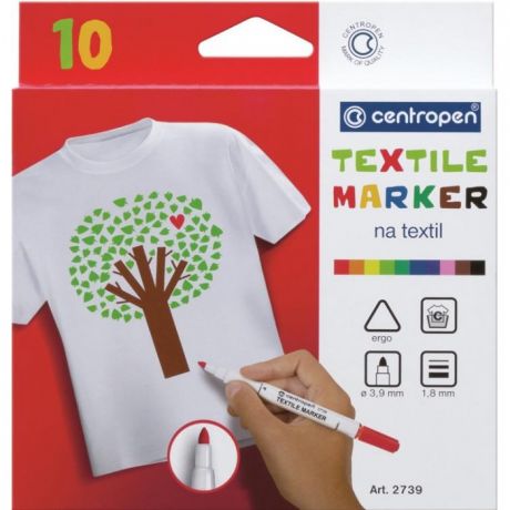 Канцелярия Centropen Набор маркеров для ткани Textil Marker 1.8 мм 10 цветов