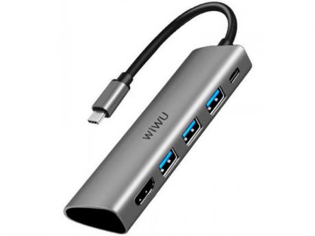 Хаб USB Wiwu Alpha A531H HDMI/3xUSB/USB-C Grey 6973218930152