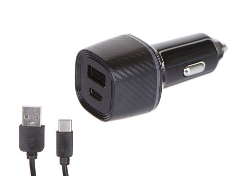 Зарядное устройство Krutoff CCH-03C 1xUSB QC 3.0 + PD Type-C 36W + кабель USB Type-C Black 03731