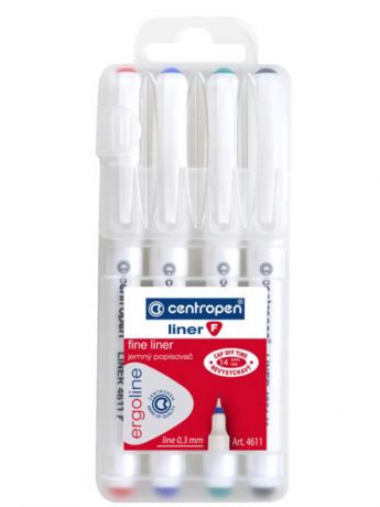 Ручки капиллярные Centropen Liner 0.3mm 4 цвета White 2 4611 0401
