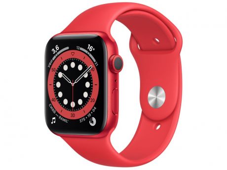 Умные часы APPLE Watch Series 6 44mm Red Aluminium Case with Red Sport Band M00M3RU/A Выгодный набор + серт. 200Р!!!