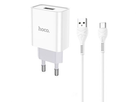 Зарядное устройство Hoco C81A USB + Cable USB Type-C White 6931474727961