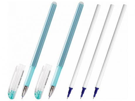 Ручки стираемые гелевые Staff College 0.5mm 2шт стержень Blue + 4 сменных стержня 143668