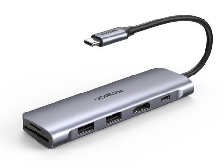 Хаб Ugreen 5в1 2xUSB 3.0 / SD/TF / PD 70411