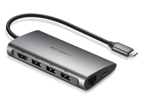 Хаб Ugreen 8в1 3xUSB 3.0 / HDMI / RJ45 / SD/TF / PD 50538