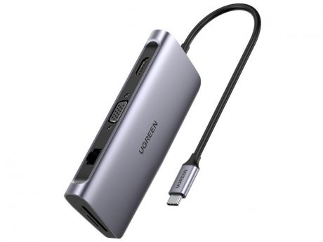 Хаб Ugreen 9в1 3xUSB 3.0 / HDMI / VGA / RJ45 Gigabit / TF/SD / PD 40873