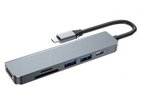 Док-станция Vcom Type-C M - HDMI / 2xUSB 3.0 / TF / SD / PD AlumiShell CU4371