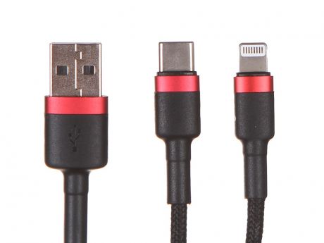 Аксессуар Baseus Cafule Series 2-in-1 USB / Type-C - Lightning PD 1.2m Red-Black CATKLF-EL91