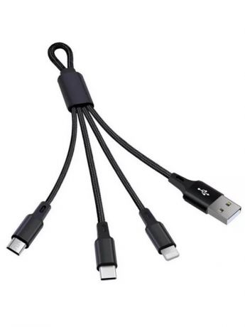 Аксессуар WIIIX Micro-USB/8pin/Type-C 20cm Black CBB600-U8MUTC-2B