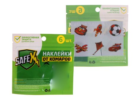 Средство защиты от комаров Safex №1 Наклейки антимоскитные 6шт 4098029