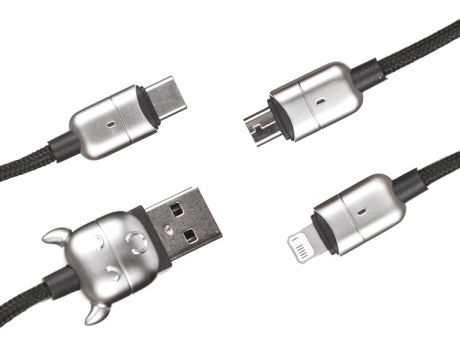 Аксессуар Baseus Year of the Ox One-for-Three USB - MicroUSB/Lightning/USB-C 3.5A 1.2m Black CAMLT-YE01