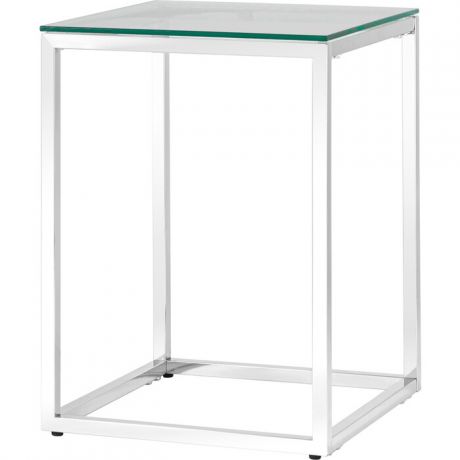 Журнальный стол Stool Group Таун 40x40 прозрачное стекло, сталь серебро EET-022