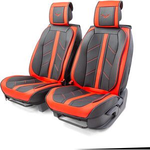 Накидки на передние сиденья CarPerformance Каркасные 3D , 2 шт., экокожа CUS-3012 BK/RD