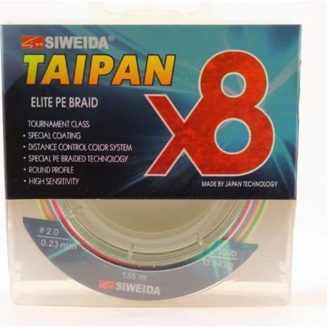 Леска плетеная SIWEIDA Taipan Elite PE Braid X8 135м 0,23мм (13,64кг) мультиколор