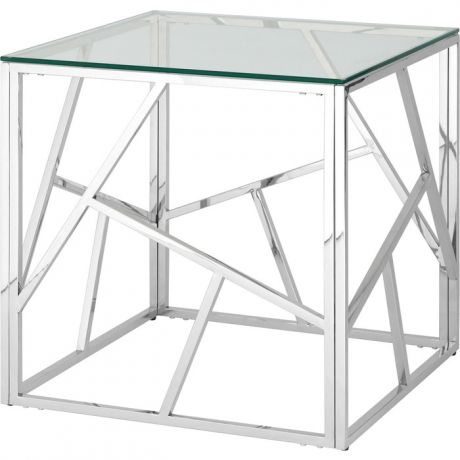 Журнальный стол Stool Group Арт деко прозрачное стекло/сталь серебро EET-015