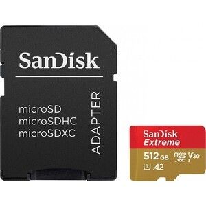 Карта памяти Sandisk microSD 512Gb Class10 SDSQXA1-512G-GN6MA Extreme + adapter