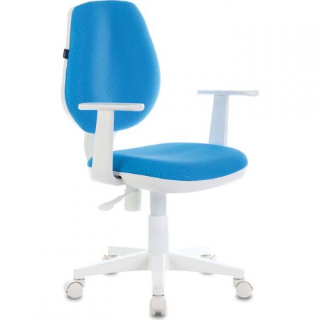 Кресло офисное Brabix Fancy MG-201W с подлокотниками, пластик белый голубое TW-55 532411