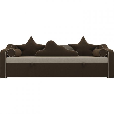 Детский диван-кровать АртМебель Рико микровельвет бежевый коричневый