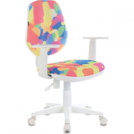 Кресло офисное Brabix Fancy MG-201W с подлокотниками, пластик белый с рисунком Abstract 532406