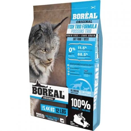 Сухой корм Boreal Original для кошек всех пород с 3 видами рыбы 5,44кг