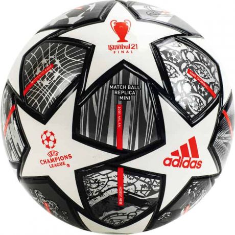 Мяч сувенирный Adidas Finale Mini арт. GK3479, р.1, 32 пан., ПУ, термосш., бело-серо-красный