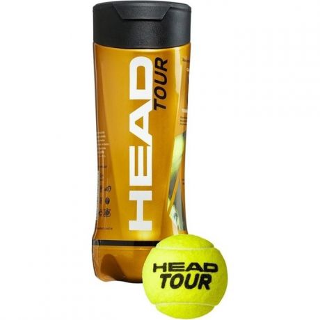 Мяч для большого тенниса Head TOUR 3B, 570703, уп.3 шт, одобр. ITF, сукно,нат.резина,желтый