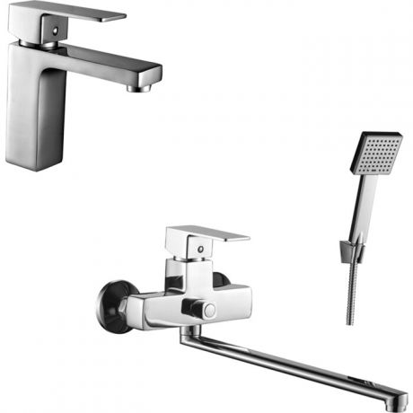 Комплект смесителей Decoroom для раковины и ванны, с душем, хром (DR36011, DR36043)
