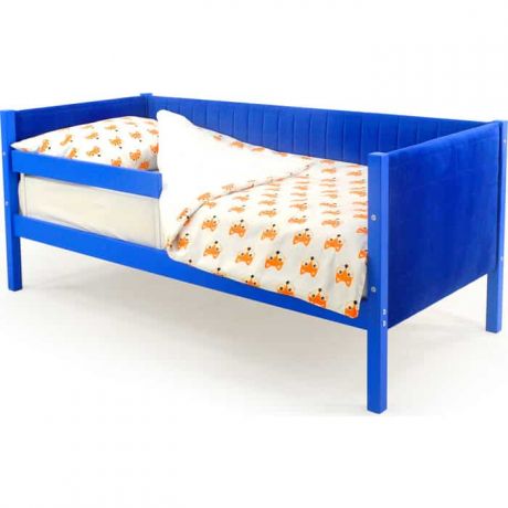 Бельмарко Детская кровать-тахта мягкая Svogen синий + бортик ограждение