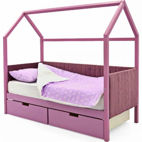 Бельмарко Детская кровать-домик мягкий Svogen лаванда + ящики 2 шт