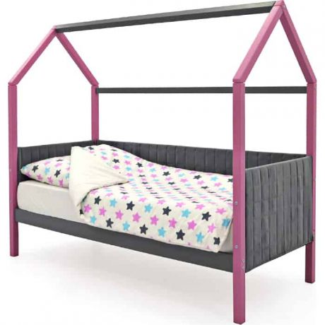 Бельмарко Детская кровать-домик мягкий Svogen лаванда-графит