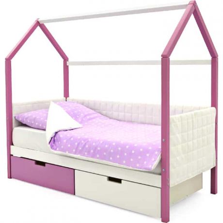 Бельмарко Детская кровать-домик мягкий Svogen лаванда-белый + ящики 1 лаванда, 1 белый