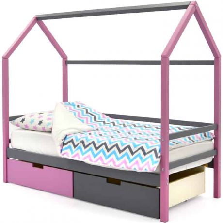 Детская кровать-домик Бельмарко Svogen лаванда-графит + ящики 1 лаванда, 1 графит