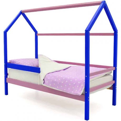 Бельмарко Детская кровать-домик Svogen синий-лаванда + бортик ограждение