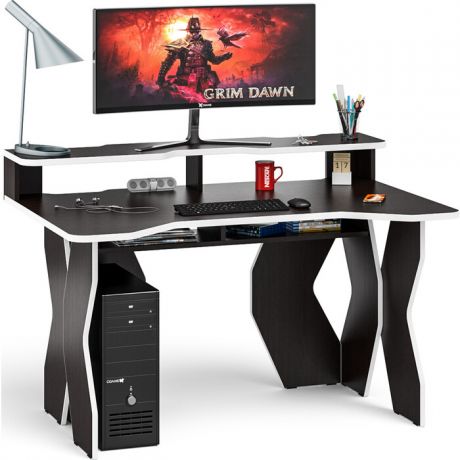 Стол компьютерный с надстройкой Мебельный двор С-МД-СК5-1400Н венге/кромка белая