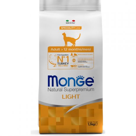 Сухой корм Monge Cat Speciality Light низкокалорийный для кошек с индейкой 1,5 кг