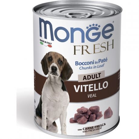 Консервы Monge Dog Fresh Chunks in Loaf для собак мясной рулет телятина 400 г
