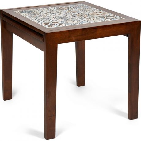 Стол раскладной с плиткой TetChair CT 3030 Kasablanca дерево гевея/плитка темный дуб, рисунок - марокко