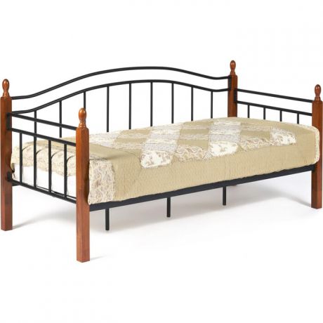 Кровать TetChair Landler wood slat base, дерево гевея/металл, 90x200 (Day bed), красный дуб/черный
