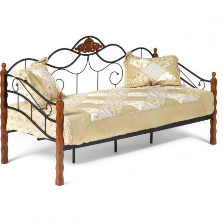 Кровать TetChair Canzona wood slat base дерево гевея/металл 90x200 (Day bed) красный дуб/черный