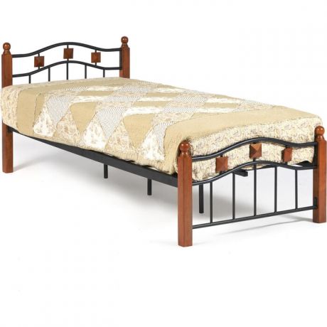 Кровать TetChair AT-126 wood slat base дерево гевея/металл 90x200 (Single bed) красный дуб/черный