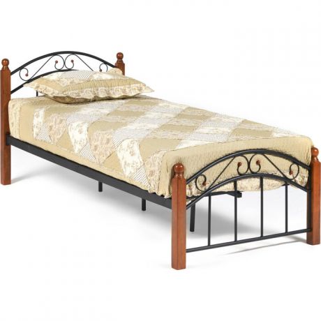 Кровать TetChair AT-8077 wood slat base дерево гевея/металл 90x200 (Single bed) красный дуб/черный