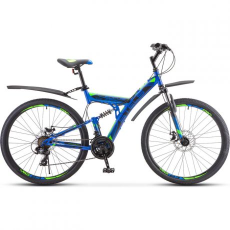 Велосипед Stels Focus MD 27.5" 21-sp V010 19" Синий/неоновый_зелёный