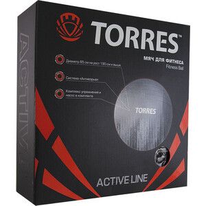 Мяч гимнастический Torres AL100185, диам. 85 см, эласт. ПВХ, с защ.от взрыва, с насосом, тем.серый
