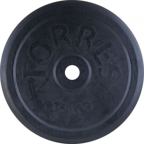 Диск обрезиненный Torres 15 кг PL506615, d.31 мм, металл в резиновой оболочке, черный