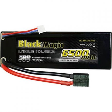 Аккумулятор Black Magic 7.4V 6500mah 50C 2S1P (hardcase w/Traxxas Plug) - BM-A50-6502