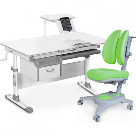 Комплект мебели (стол+полка+кресло+чехол Mealux EVO Evo-40 G (Evo-40 G + Y-115 KZ) белая столешница/серый