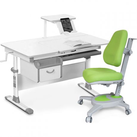 Комплект мебели (стол+полка+кресло+чехол) Mealux EVO Evo-40 G (Evo-40 G + Y-110 KZ) белая столешница/серый
