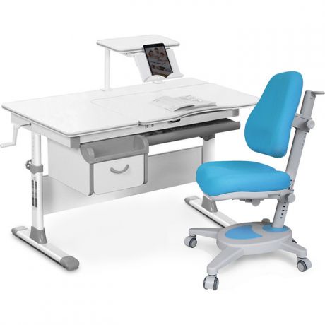 Комплект мебели (стол+полка+кресло+чехол) Mealux EVO Evo-40 G (Evo-40 G + Y-110 KBL) белая столешница/серый
